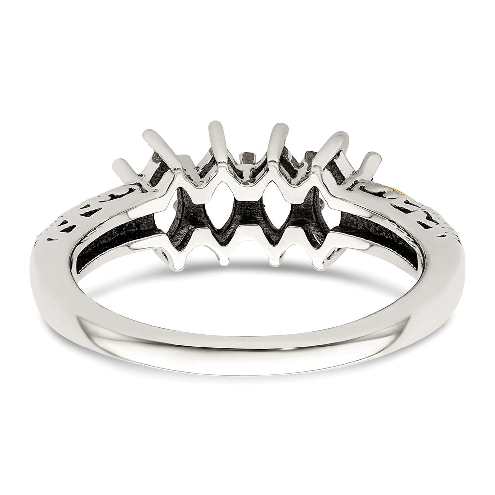 Sterling Silver Antiqued w/14k 4-stone w/Diamond Mother's Ring - 39