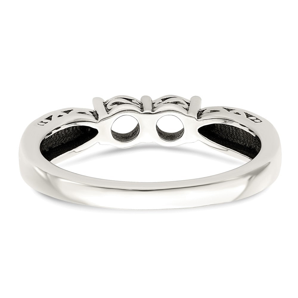 Sterling Silver Antiqued w/14k 2-stone w/Diamond Mother's Ring - 43