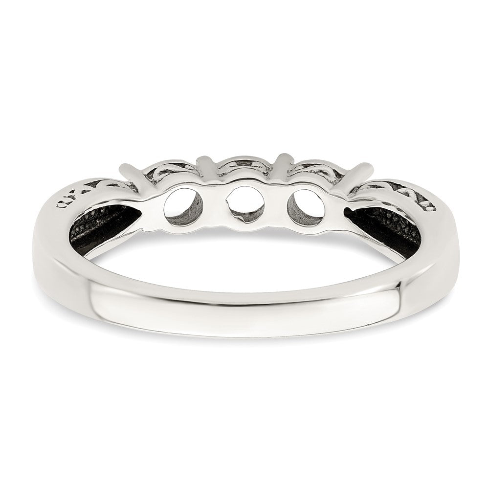 Sterling Silver Antiqued w/14k 3-stone w/Diamond Mother's Ring - 38