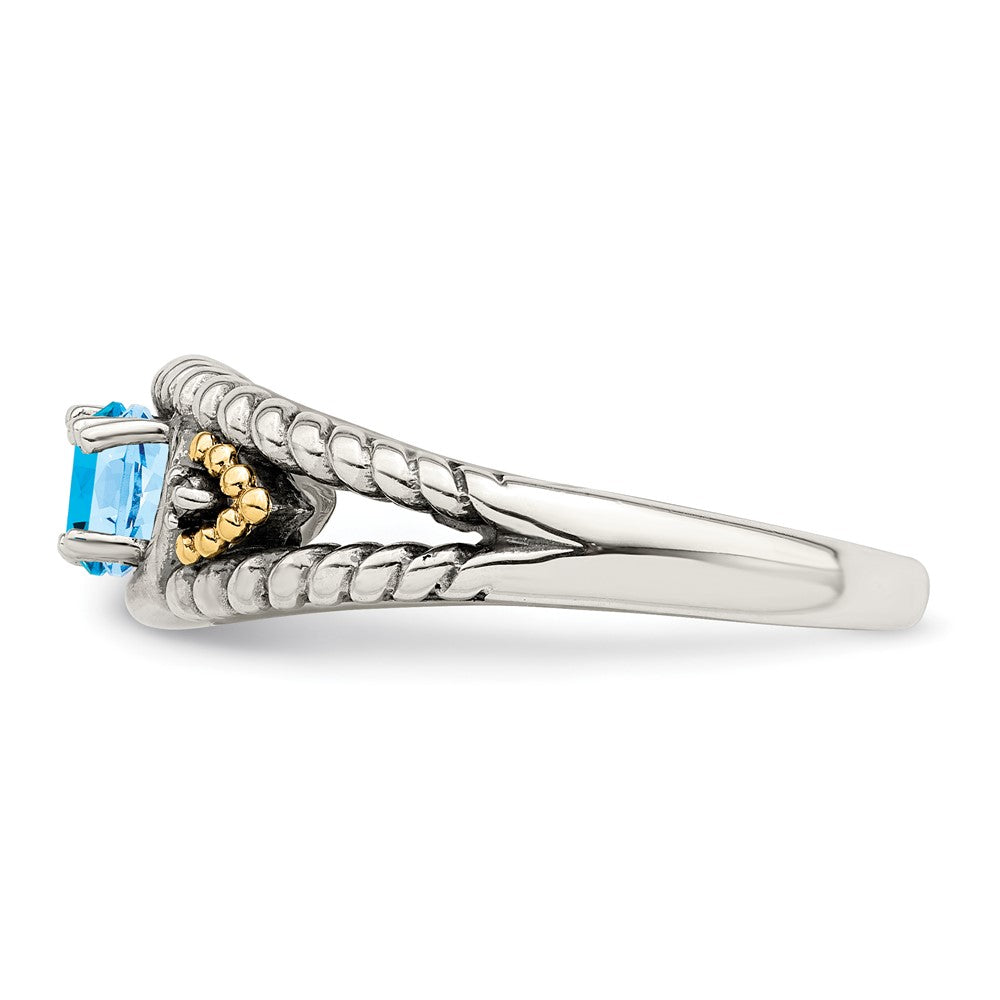 Sterling Silver Antiqued w/14k 2-stone w/Diamond Mother's Ring - 63