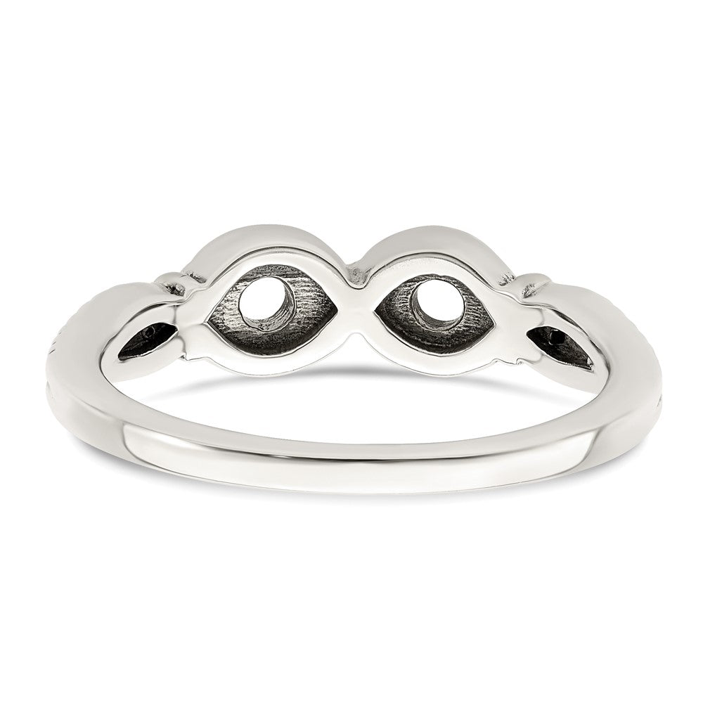 Sterling Silver Antiqued w/14k 2-stone w/Diamond Mother's Ring - 52