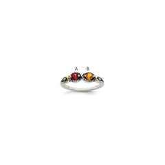 Sterling Silver Antiqued w/14k 2-stone w/Diamond Mother's Ring - 51