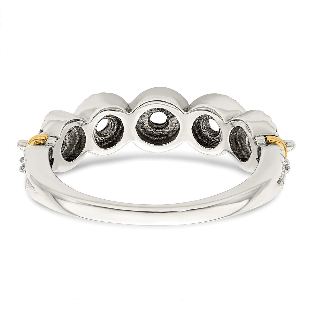 Sterling Silver Antiqued w/14k 5-stone w/Diamond Mother's Ring - 75