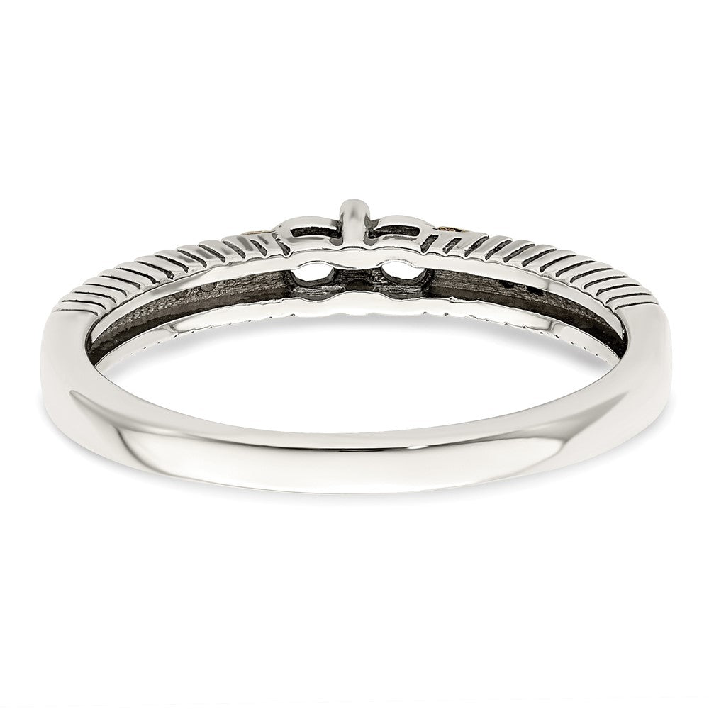 Sterling Silver Antiqued w/14k 2-stone w/Diamond Mother's Ring - 75