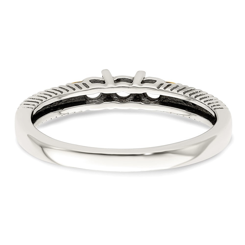 Sterling Silver Antiqued w/14k 3-stone w/Diamond Mother's Ring - 17