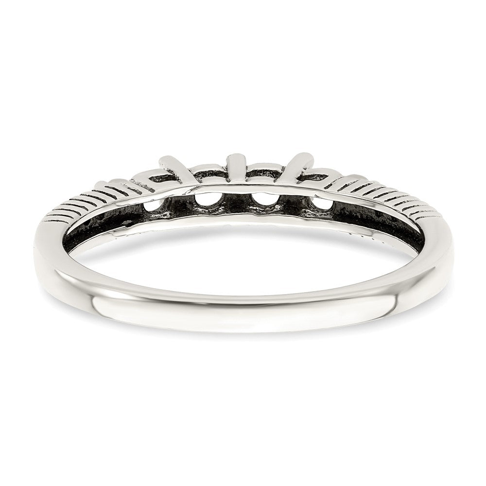 Sterling Silver Antiqued w/14k 4-stone w/Diamond Mother's Ring - 83