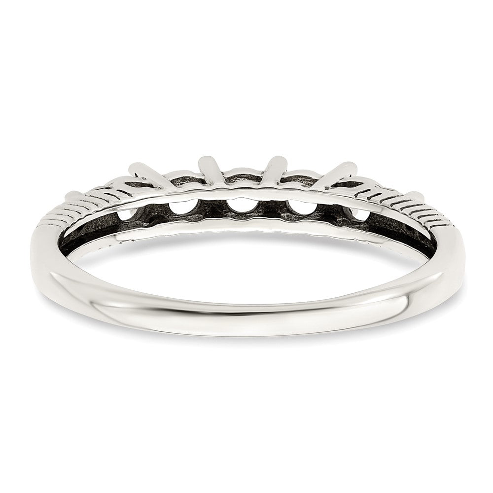 Sterling Silver Antiqued w/14k 5-stone w/Diamond Mother's Ring - 82