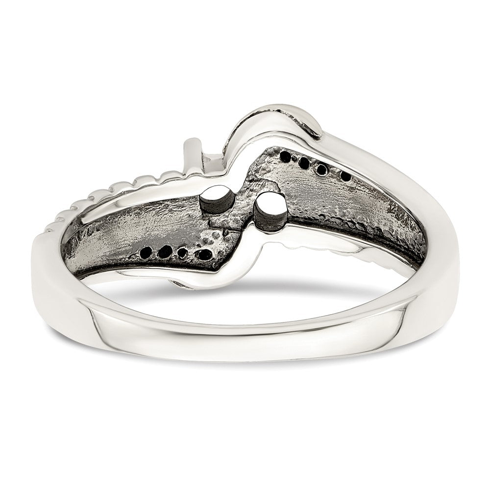 Sterling Silver Antiqued w/14k 2-stone w/Diamond Mother's Ring - 83