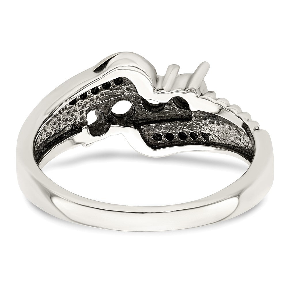 Sterling Silver Antiqued w/14k 4-stone w/Diamond Mother's Ring - 62