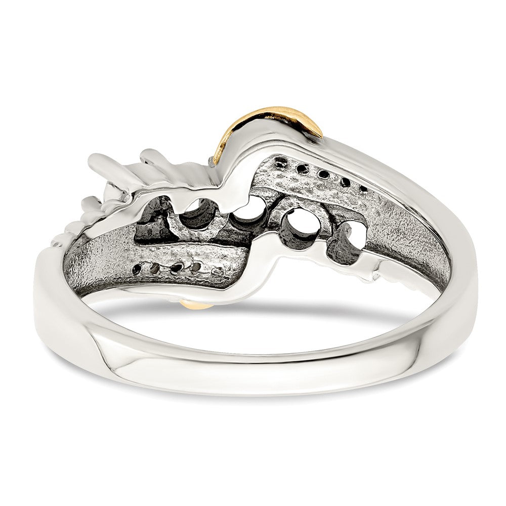 Sterling Silver Antiqued w/14k 5-stone w/Diamond Mother's Ring - 78
