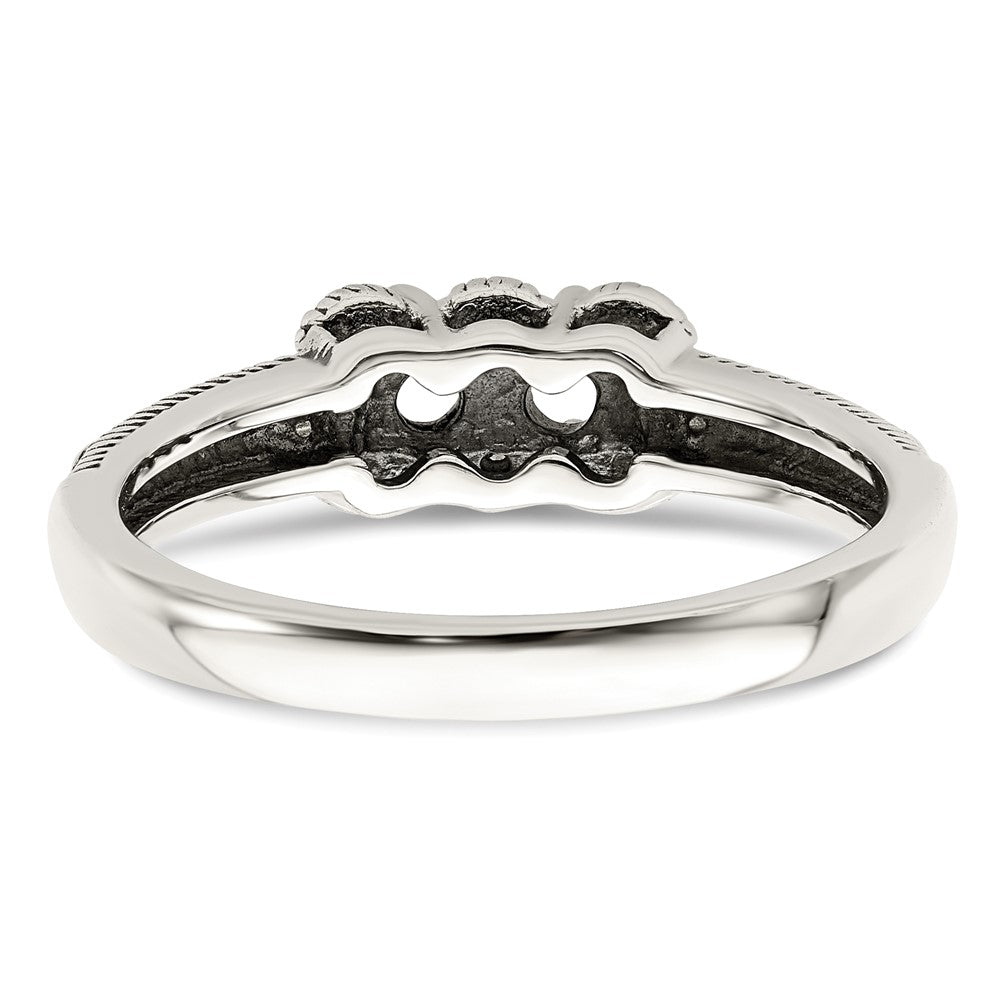 Sterling Silver Antiqued w/14k 2-stone w/Diamond Mother's Ring - 69