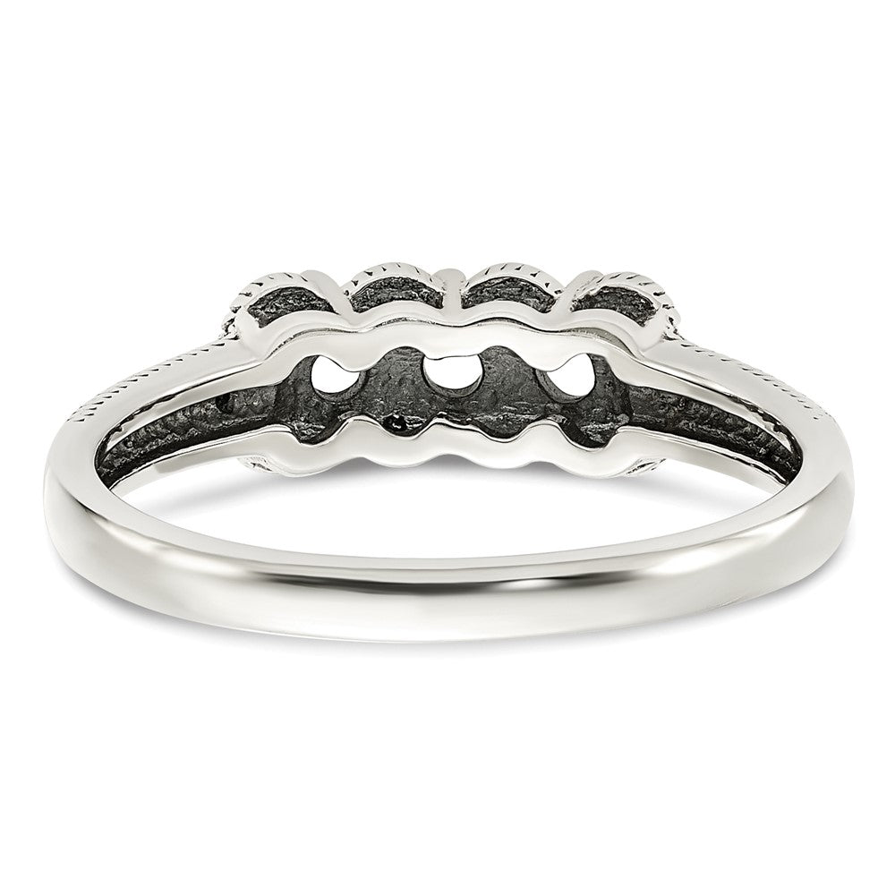Sterling Silver Antiqued w/14k 3-stone w/Diamond Mother's Ring - 87