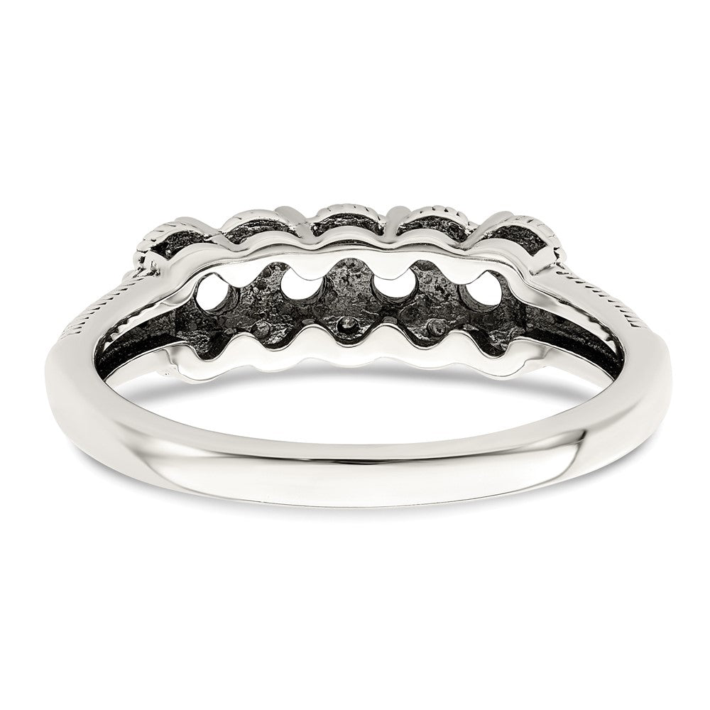Sterling Silver Antiqued w/14k 4-stone w/Diamond Mother's Ring Semi-Mount - 73