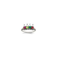 Sterling Silver Antiqued w/14k 4-stone w/Diamond Mother's Ring Semi-Mount - 73