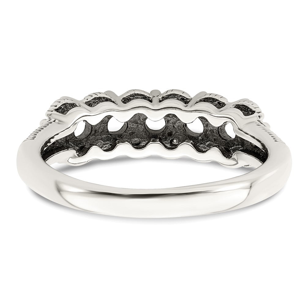 Sterling Silver Antiqued w/14k 5-stone w/Diamond Mother's Ring - 84