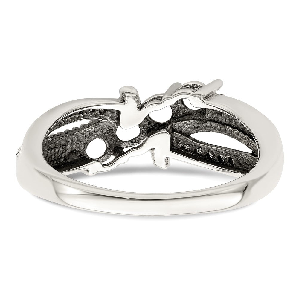 Sterling Silver Antiqued w/14k 4-stone w/Diamond Mother's Ring - 90