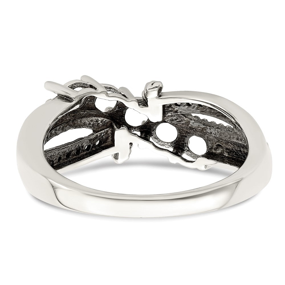 Sterling Silver Antiqued w/14k 5-stone w/Diamond Mother's Ring - 90