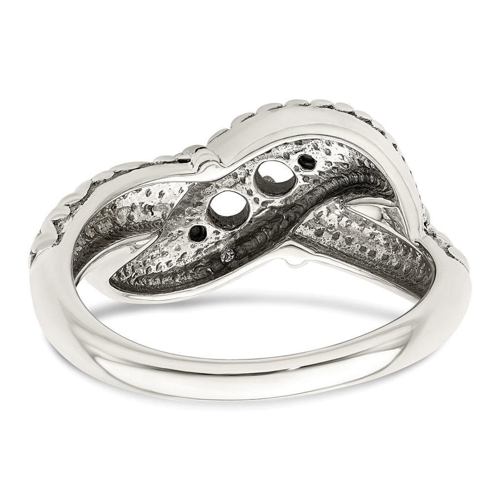 Sterling Silver Antiqued w/14k 2-stone w/Diamond Mother's Ring - 3