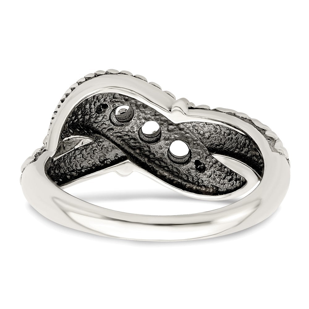 Sterling Silver Antiqued w/14k 3-stone w/Diamond Mother's Ring - 74