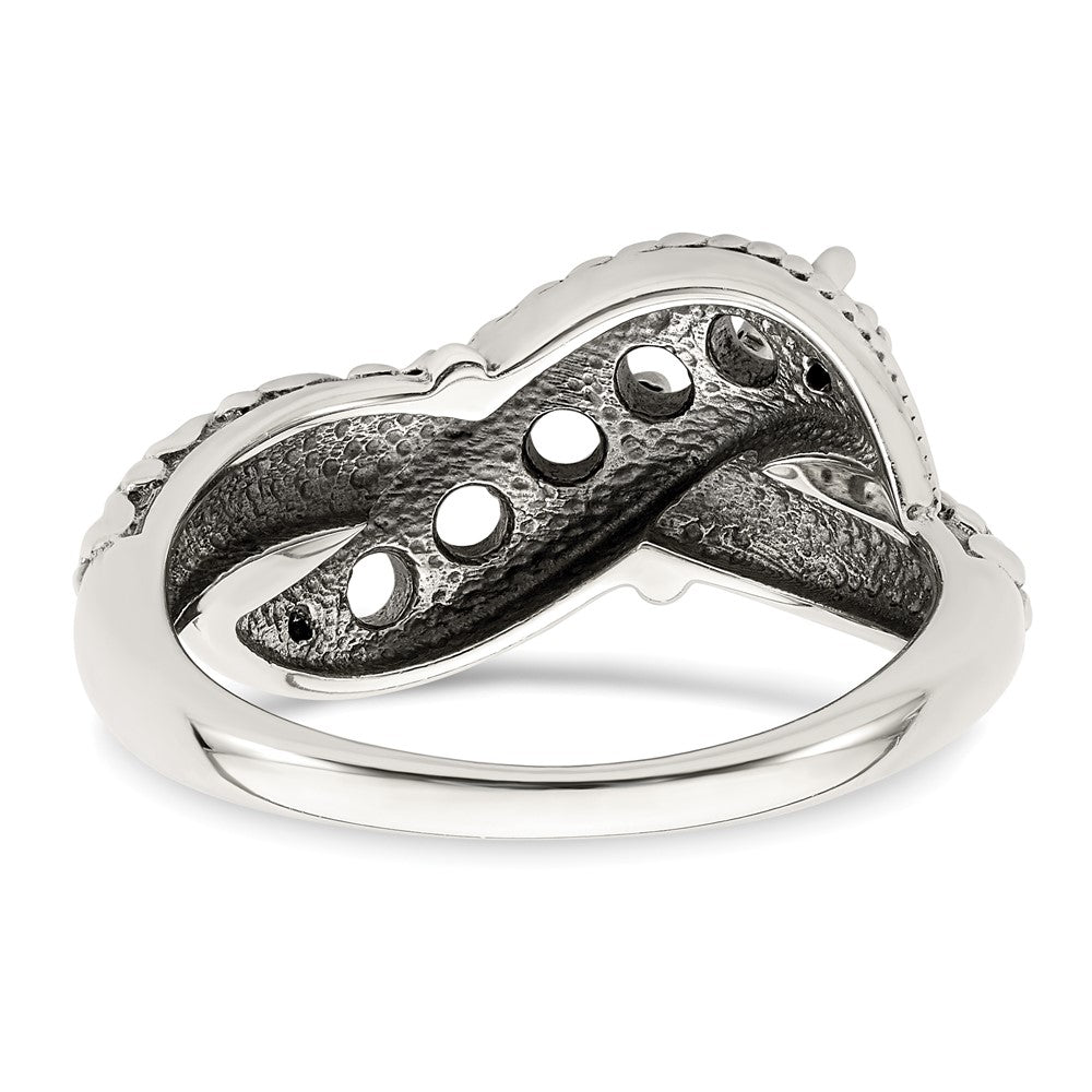 Sterling Silver Antiqued w/14k 5-stone w/Diamond Mother's Ring Semi-Mount - 74