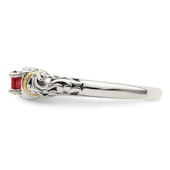 Sterling Silver Antiqued w/14k 2-stone Mother's Ring - 48