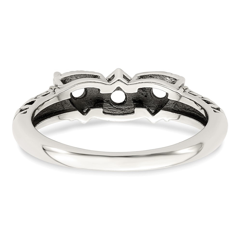 Sterling Silver Antiqued w/14k 3-stone Mother's Ring - 44