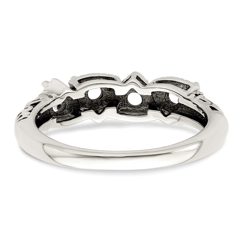 Sterling Silver Antiqued w/14k 4-stone Mother's Ring - 48
