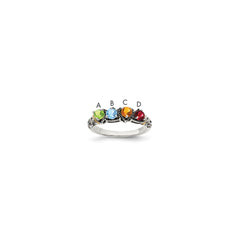 Sterling Silver Antiqued w/14k 4-stone Mother's Ring - 48