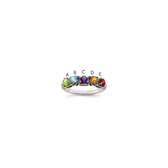 Sterling Silver Antiqued w/14k 5-stone Mother's Ring - 48