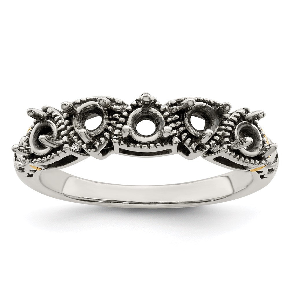 Sterling Silver Antiqued w/14k 5-stone Mother's Ring - 48