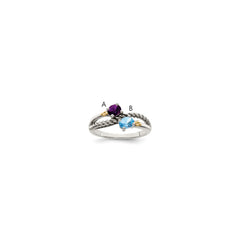 Sterling Silver Antiqued w/14k 2-stone Mother's Ring - 45