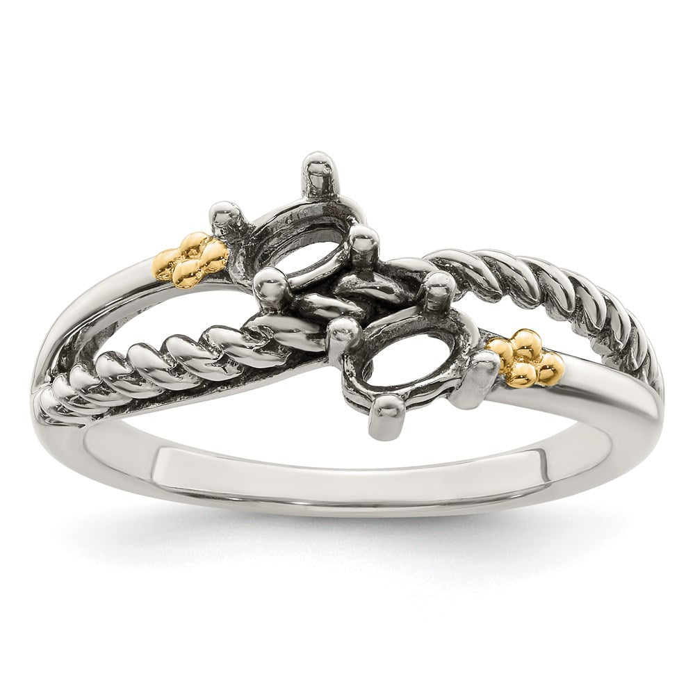 Sterling Silver Antiqued w/14k 2-stone Mother's Ring - 45