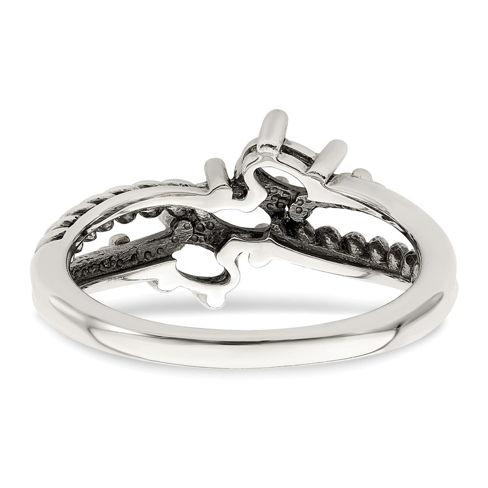 Sterling Silver Antiqued w/14k 3-stone Mother's Ring - 42