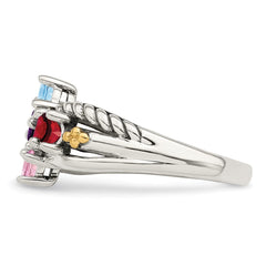 Sterling Silver Antiqued w/14k 4-stone Mother's Ring - 2