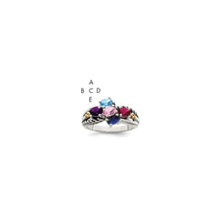 Sterling Silver Antiqued w/14k 5-stone Mother's Ring - 47