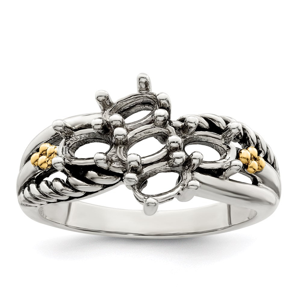 Sterling Silver Antiqued w/14k 5-stone Mother's Ring - 47