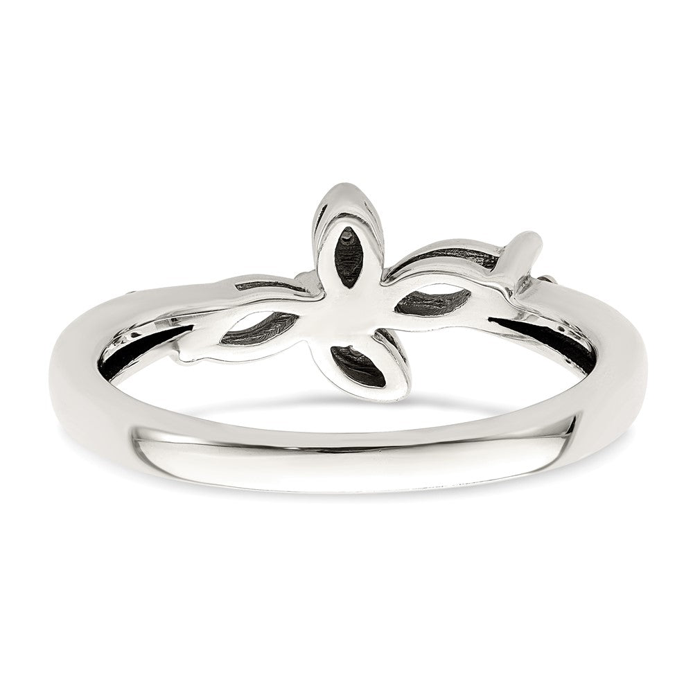 Sterling Silver Antiqued w/14k 2-stone w/Diamond Mother's Ring - 84