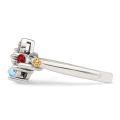 Sterling Silver Antiqued w/14k 3-stone w/Diamond Mother's Ring - 82