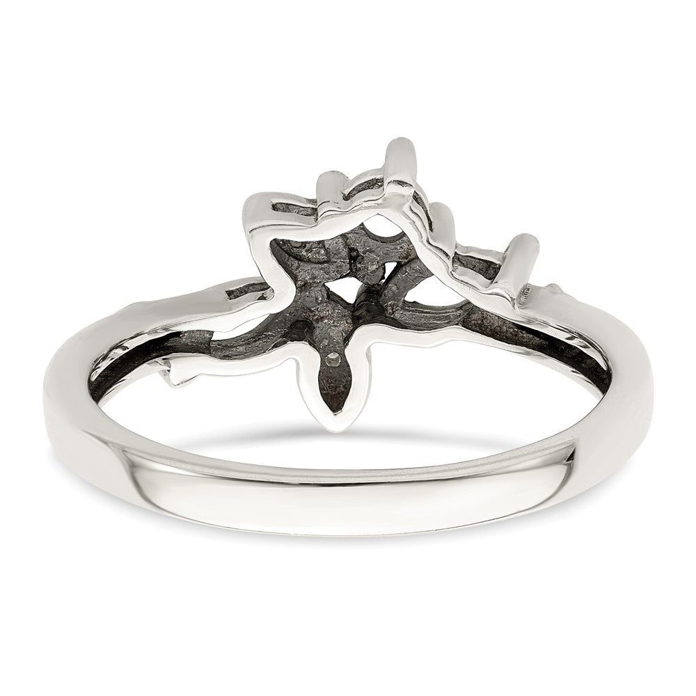 Sterling Silver Antiqued w/14k 3-stone w/Diamond Mother's Ring - 82