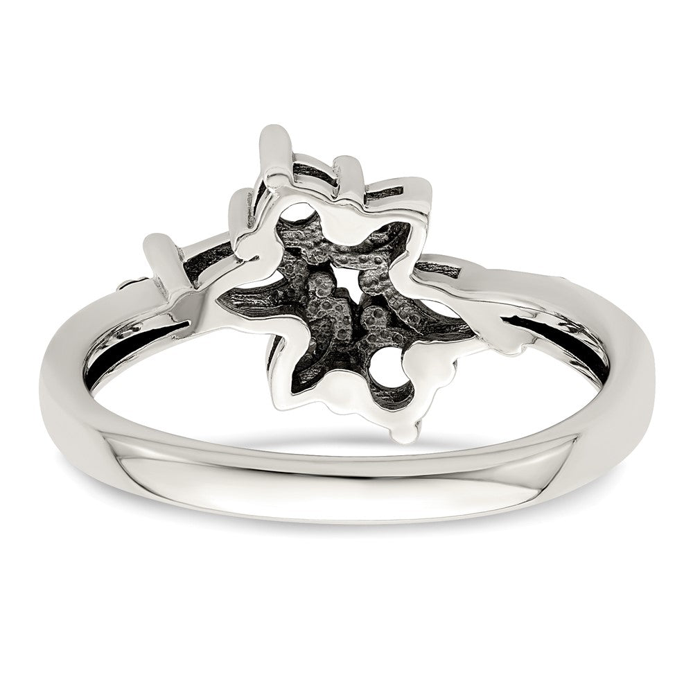 Sterling Silver Antiqued w/14k 4-stone w/Diamond Mother's Ring - 22