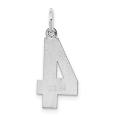 Sterling Silver/Rhodium-plated Polished Number 4 Charm - 4