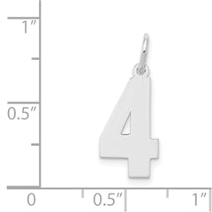 Sterling Silver/Rhodium-plated Polished Number 4 Charm - 4