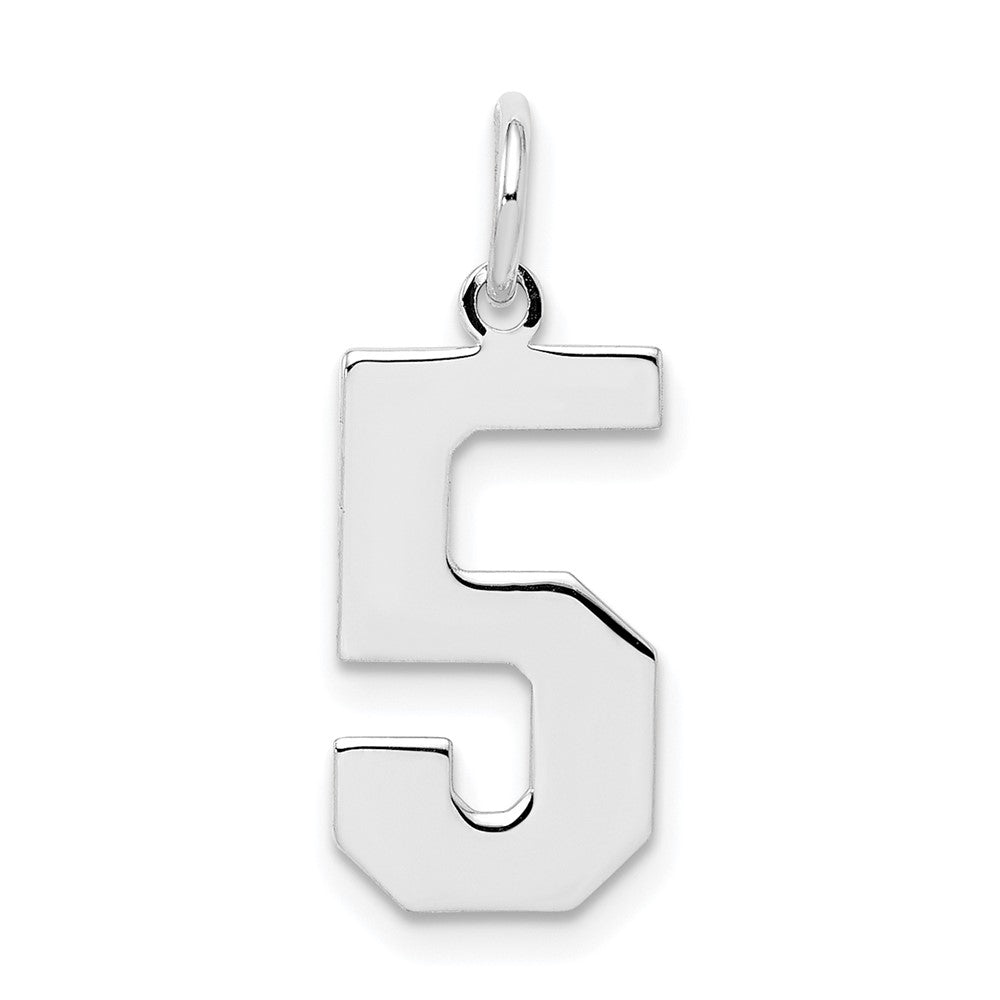 Sterling Silver/Rhodium-plated Polished Number 5 Charm - 4