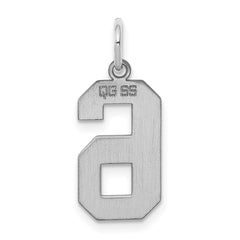 Sterling Silver/Rhodium-plated Polished Number 6 Charm - 4