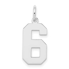 Sterling Silver/Rhodium-plated Polished Number 6 Charm - 4