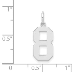 Sterling Silver/Rhodium-plated Polished Number 8 Charm - 2