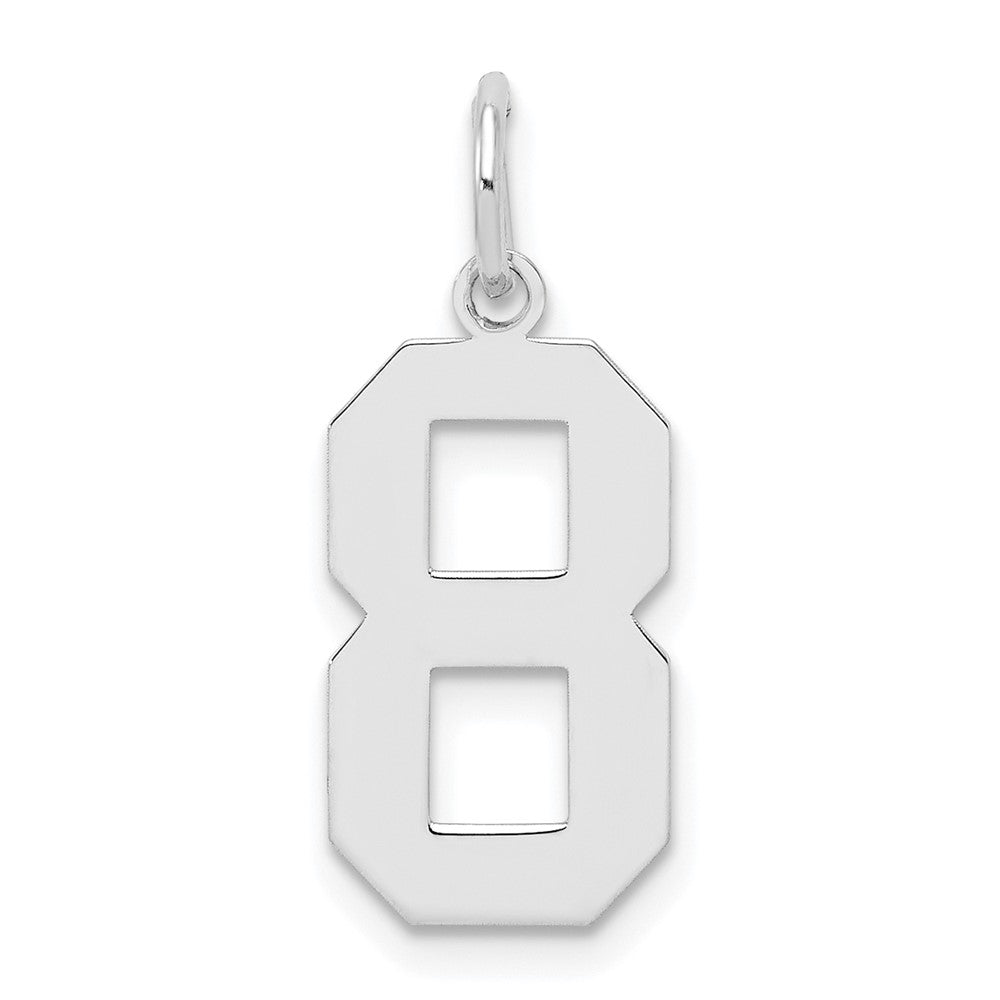 Sterling Silver/Rhodium-plated Polished Number 8 Charm - 2