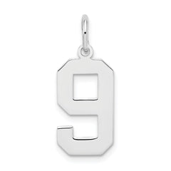 Sterling Silver/Rhodium-plated Polished Number 9 Charm - 3