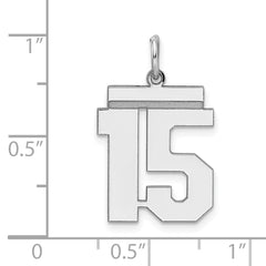 Sterling/Silver Rhodium-plated Polished Number 15 Charm