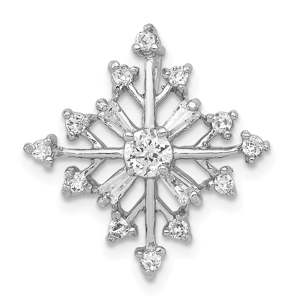 Sterling Silver Rhodium-plated CZ Snowflake Slide - 2